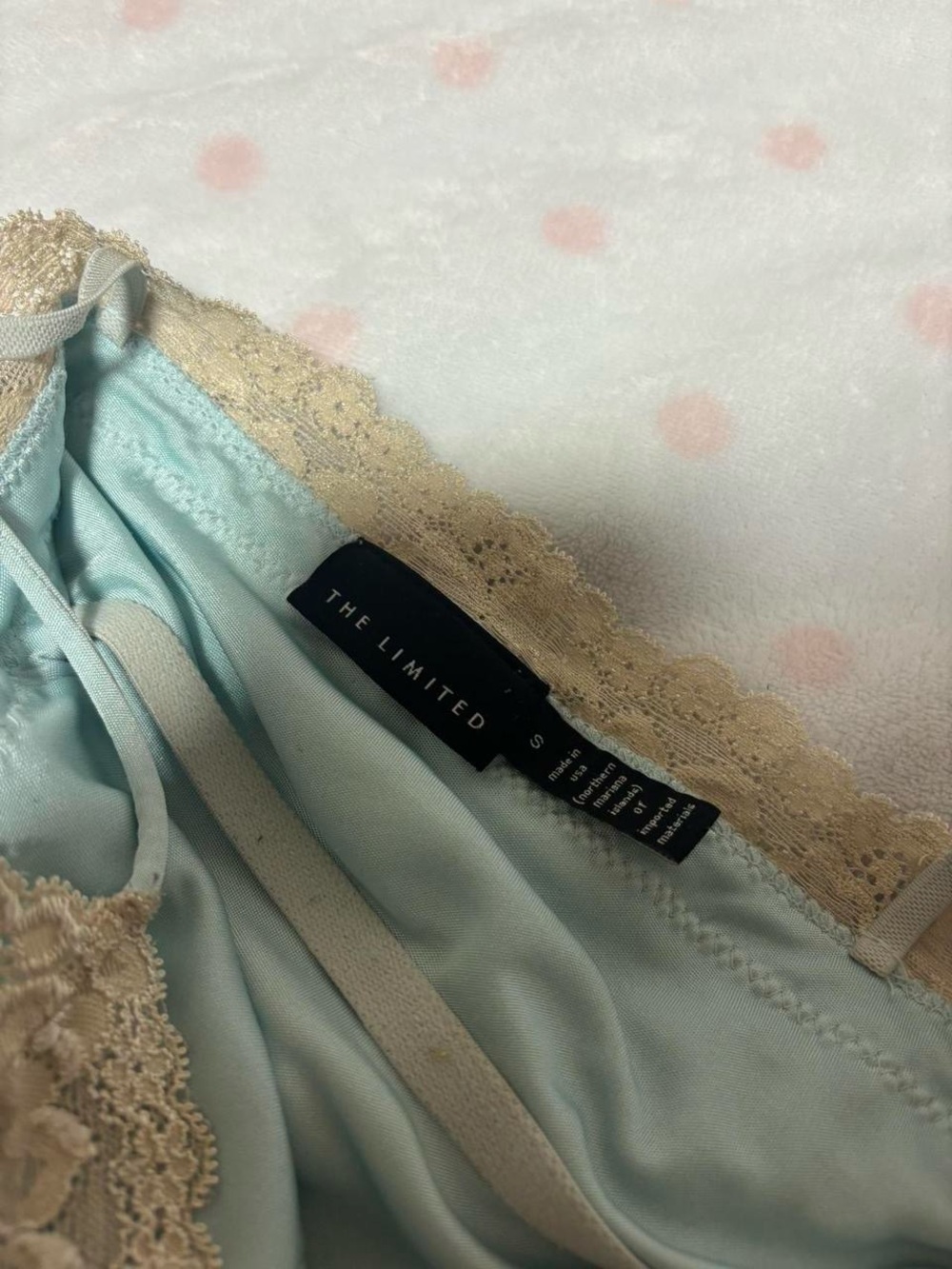Satin Lace Cami in teal and cream - Picture 5 of 5